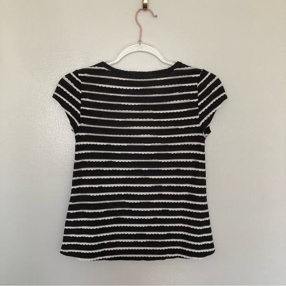 ModCloth T-Shirt Scallop Trim Stripes Grey XXS - Picture 5 of 6
